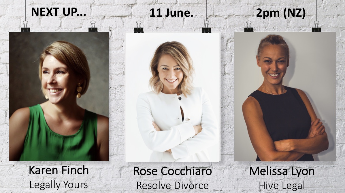 Webcast invitation for those in the legal sector: Join me in conversation with 3 dynamic innovators ,11 June, 2pm (NZ time) bit.ly/3dURFYT