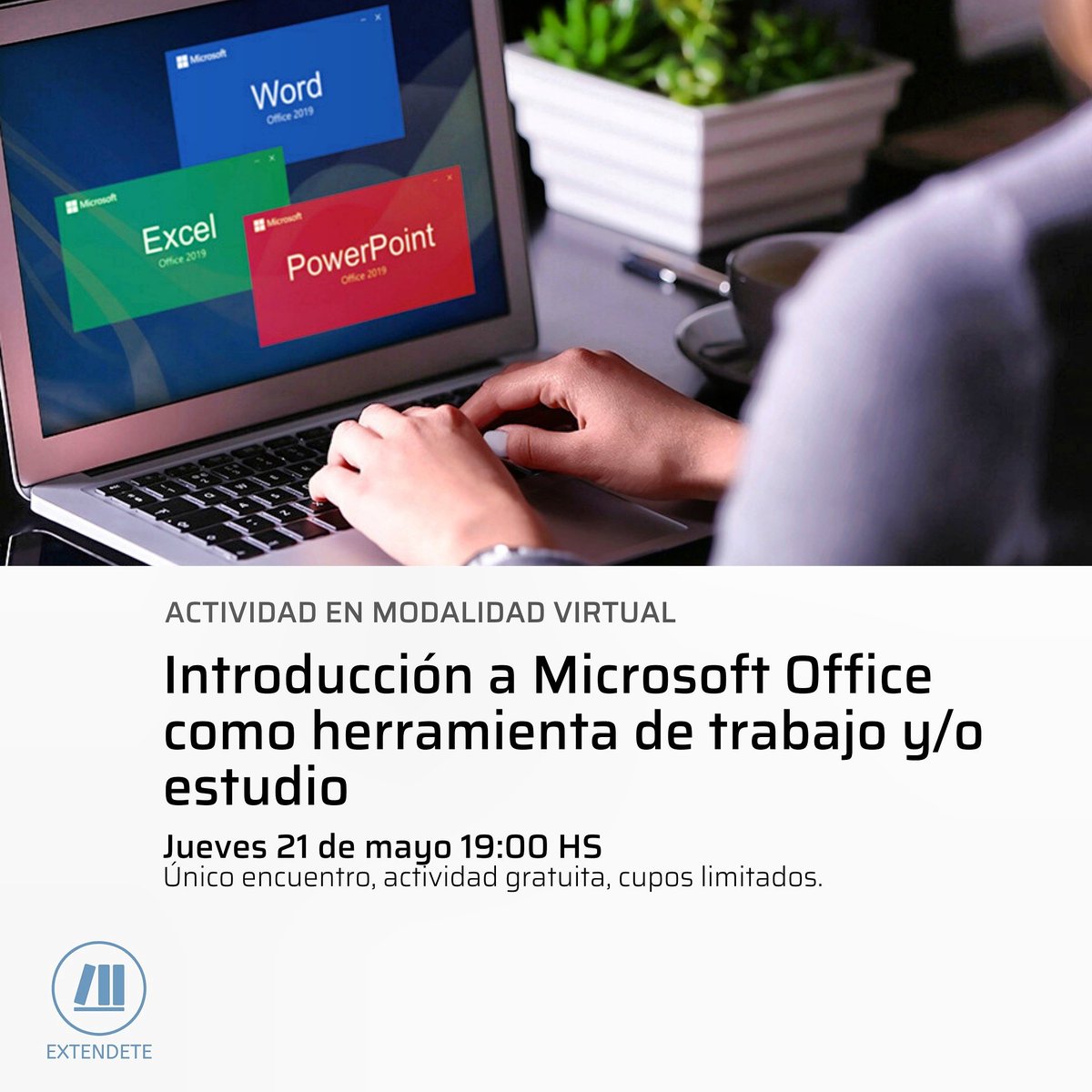 🔸 ACTIVIDAD GRATUITA🔸 INTRODUCCIÓN A MICROSOFT OFFICE 

¡Aprendé con nosotros a potenciarte en tus actividades laborales o en el estudio!

🗓️ Jueves 21 de Mayo
⏰ 19 hs
🖥️ Online

¡Inscribite acá!: bit.ly/2JZ3GQ0