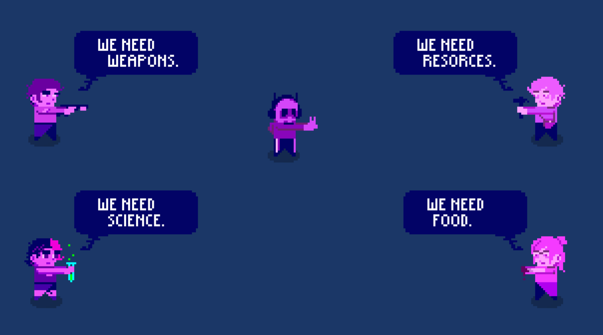 MrHexagon's tweet photo. Which direct do you go first and why?
Weapons?
Resources?
Science?
Food?
#GodAwfulMess ๐ Societal Collapse coming soon
#indiedev #game https://t.co/t2k3vouc4X