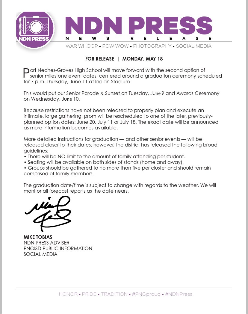 ATTN NDN NATION: An announcement about graduation. The date has been set. 💜🤍🎓 

#PNGproud #NDNPress #ClassOf2020