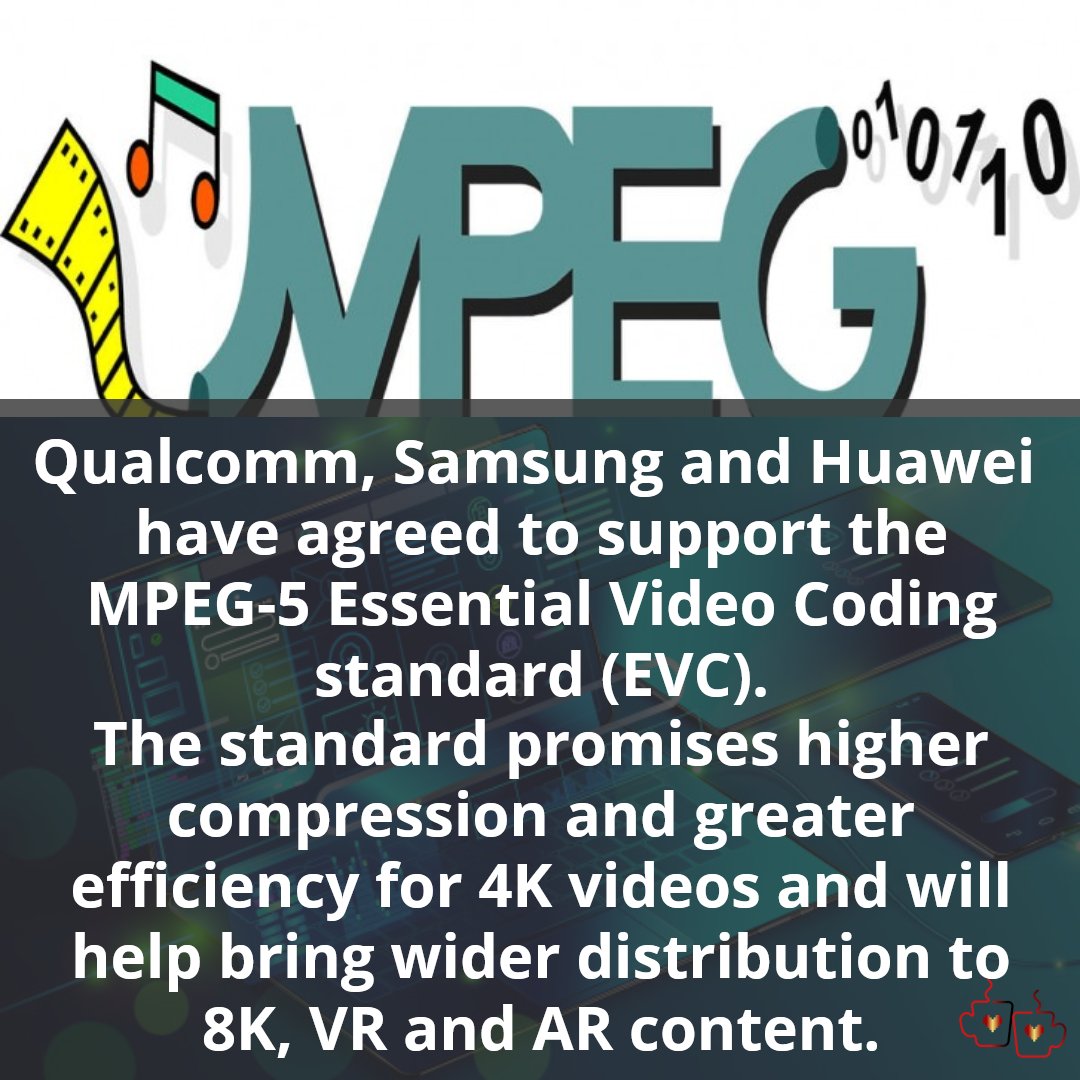 HackerUnboxing's tweet image. Qualcomm, Samsung and Huawei  have agreed to support the MPEG-5 Essential Video Coding standard (EVC).
#MPEG5 #Qualcomm #Huawei #Samsung #4k  #Technews  #tech #techno #technology #video #game #Gaming #Android #Competition #giveaways  #win