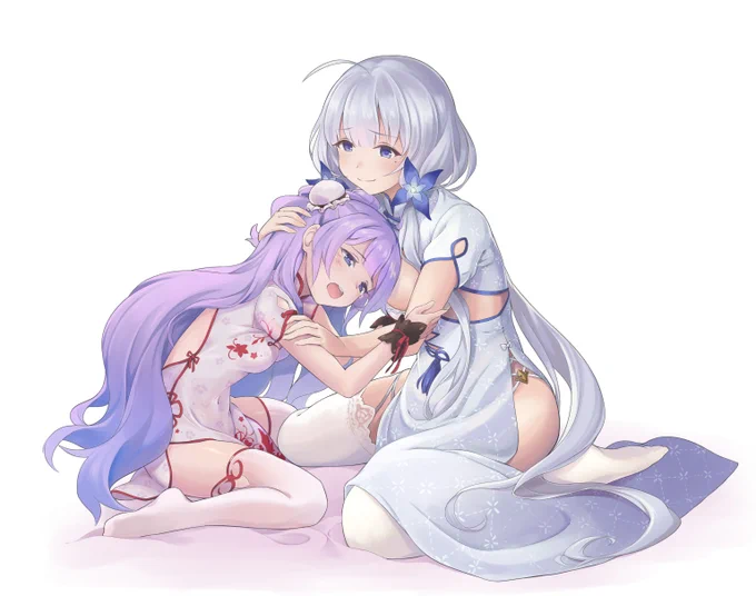 アズレンのイラストリアスとユニコーン姉妹です。 