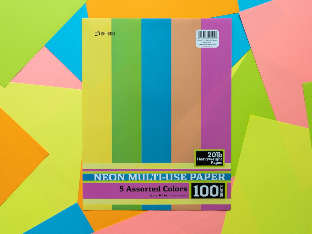 TopFlightPaper's tweet photo. Crafting is one of the best ways to reduce stress and enhance your creativity. During these unique times, everyone can use more crafternoons. Show us how you're brightening up your craft with our neon multi-use paper by using #CreateWithTopFlight. https://t.co/WBf0C8eZ8O