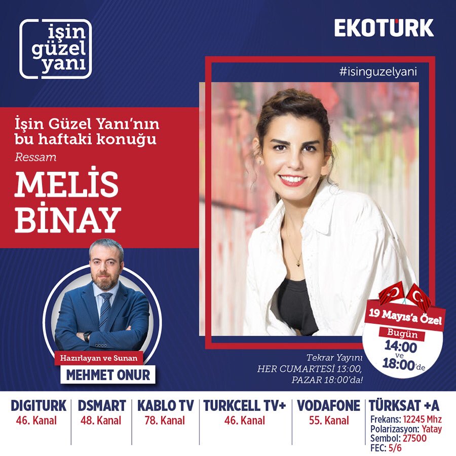 Ressam Melis Binay 19 Mayıs Özel yayını ile “İşin Güzel Yanı”nın konuğu olacak. <a href="/melisbinay/">melisbinay</a>
