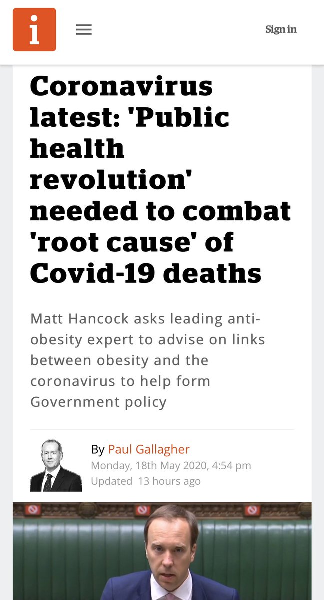 DrAseemMalhotra's tweet photo. BREAKING NEWS:

Public health revolution needed to tackle ‘root cause’ (insulin resistance) of #Covid_19 deaths.

Secretary of State for health asks leading anti-obesity expert for links between coronavirus and #obesity to help form government policy 

https://t.co/pACga8iPZM https://t.co/jREQQEtOJX