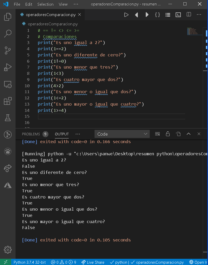 josecodetech's tweet photo. Operadores de comparacion en #Python, #programandoEnCuarentena, #programming #code https://t.co/c4qC29kPiY