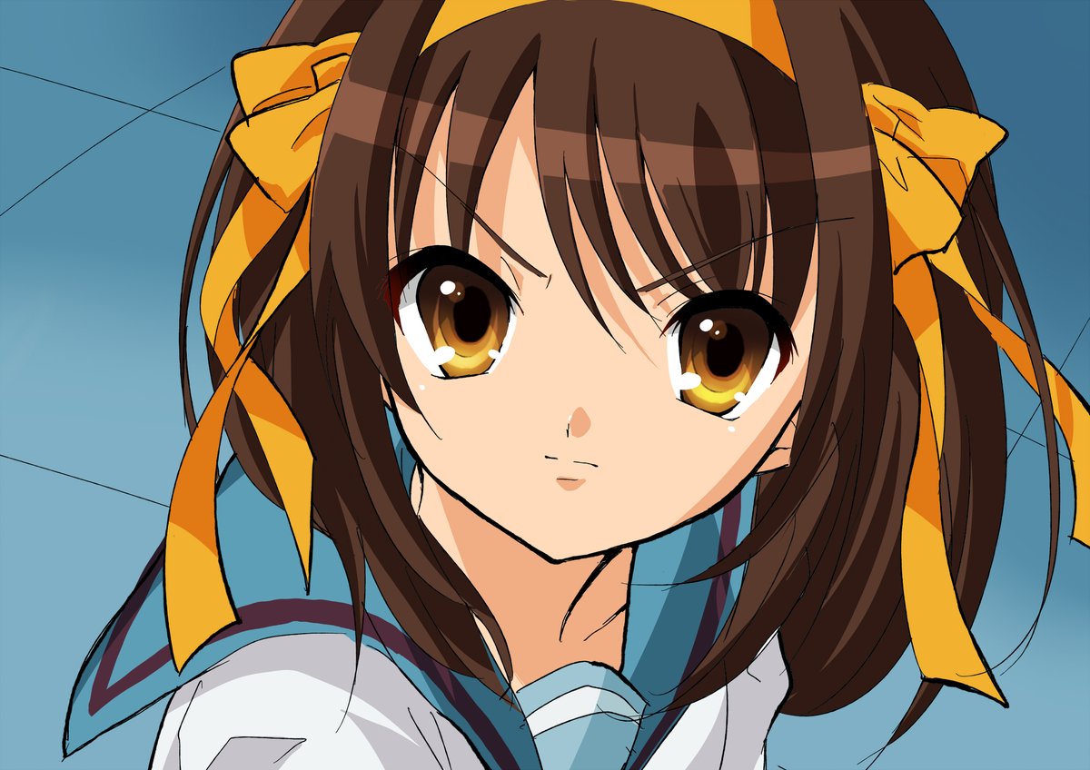 suzumiya haruhi 1girl solo blue sailor collar sailor collar school uniform kita high school uniform sailor moon redraw challenge (meme)  illustration images