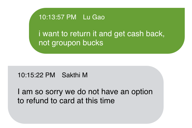 LuGao6's tweet photo. @Groupon @GrouponHelpUS wondering how you guys make money, is it by shipping the wrong item to your customers, TWICE, and refuse to give cash refund? this is the first time i tried to use you for the past 10 years, you got nothing but worse, will never buy again https://t.co/WAaQx0MUG1