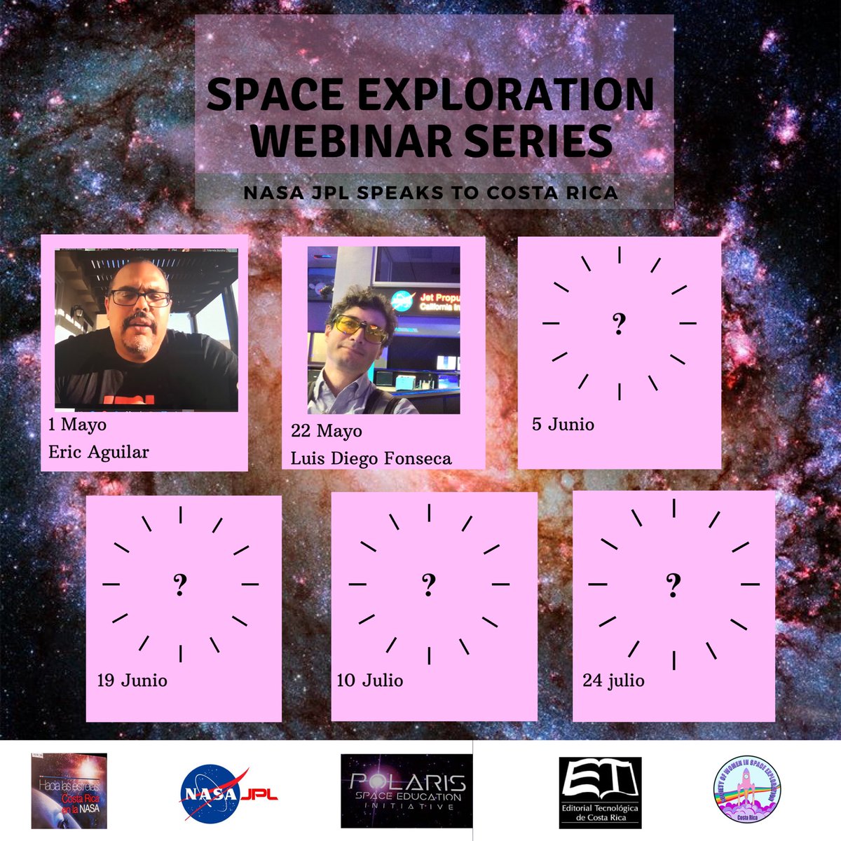 SWISE_CR's tweet image. Este viernes 22 de mayo en
“SPACE EXPLORATION WEBINAR SERIES: NASA JPL speaks to Costa Rica” tendremos al costarricense Luis Diego Fonseca Flores. Con un PhD en Ingeniería mecánica con énfasis en cryogenics, trabaja en NASA JPL

forms.gle/V5k5nnysJcym35…