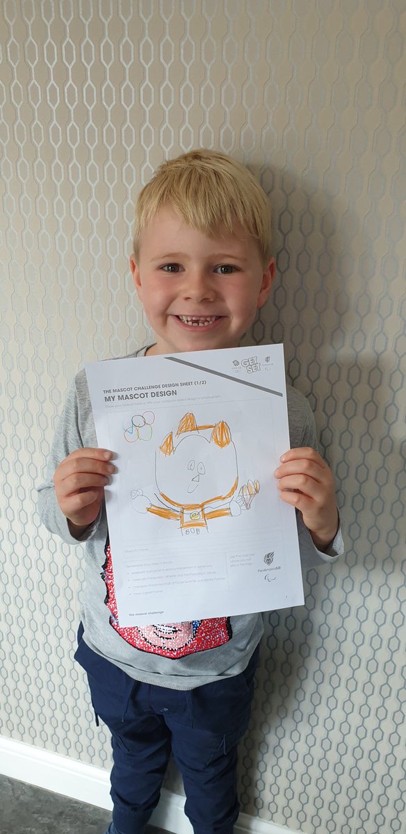 L8CMK's tweet photo. @eastertounps L has really enjoyed the Olympics topic. Little Sister joined in too with designing a mascot. https://t.co/b5BKCroreF