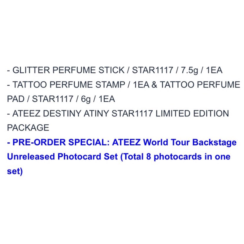 KatieKyun's tweet photo. My Music Taste Ateez Star1117 limited perfume set group order (GO)! Each set (sealed) is $50 with $6 US shipping (no extra EMS cost)! Order closes on May 26th 2020! Link in bio for more information!! :) https://t.co/cwFPAYraZl
