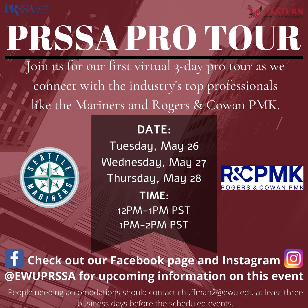 EWUPRSSA's tweet photo. Head over to our Facebook and Instagram page for more information on this event. You’re not gonna want to miss out on this! #goeags #ewuprssa #ewu #prssa #protour https://t.co/o8FfG23lhD