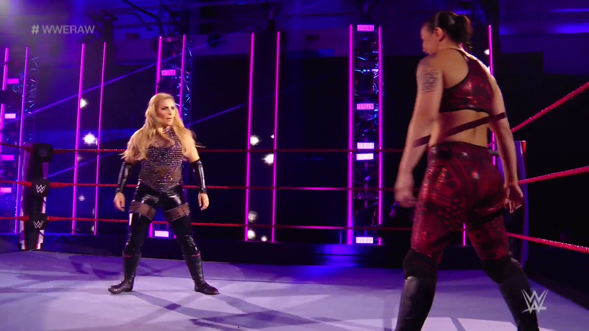 WWEUniverse's tweet photo. All business. Only submissions.

#WWERaw @NatbyNature @QoSBaszler https://t.co/zdaK1D4Doa