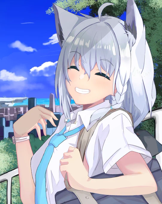 「おはよ～!まだ5月?もう夏って感じだよね!」
#絵フブキ 