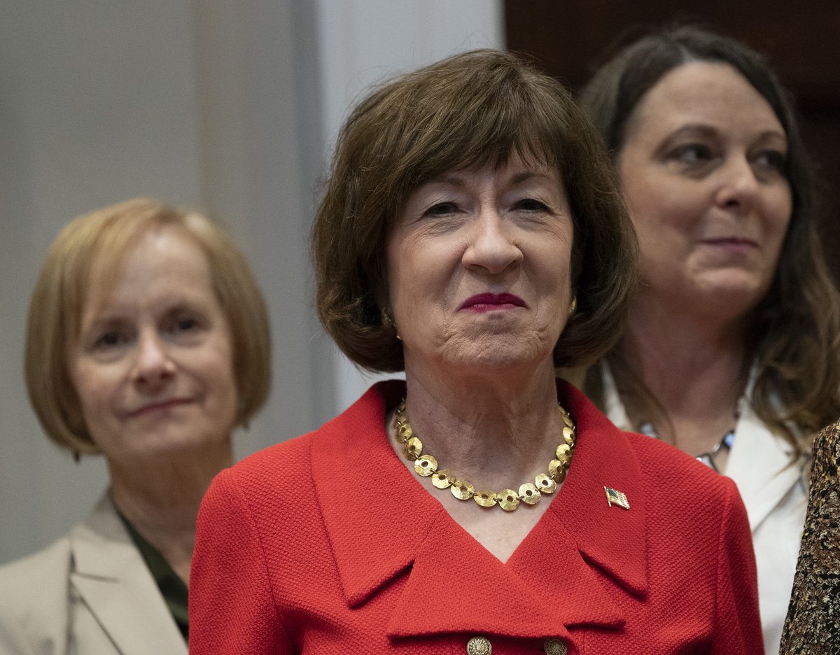 InfoSec like  @senatorcollins hasn’t changed much over the years but Maine and the country has. Collins started as a staffer for Senator Cohen, since then she has voted to confirm Kavanaugh, acquit Trump and has begun voting for the party instead of for Maine.  #mepolitics 3/