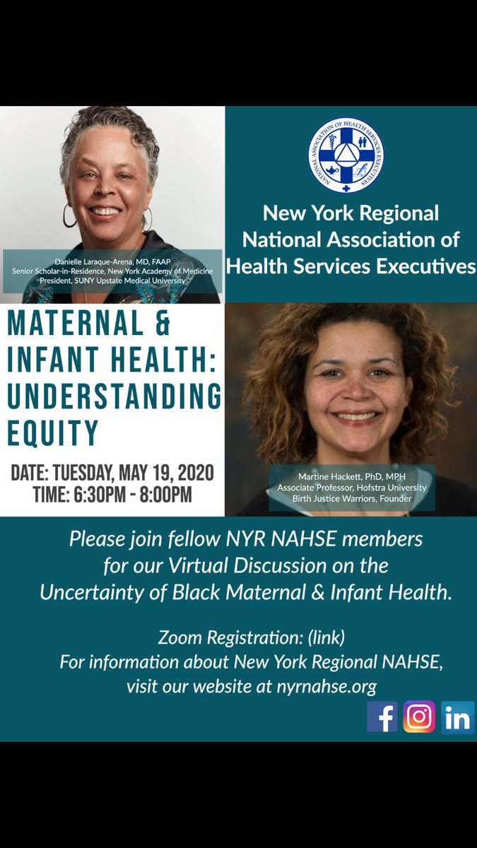 bjustwarriors's tweet photo. TOMORROW‼️ 5/19/20
6:30p 
Zoom

Join our Founder, Dr. Martine Hackett, and the NYR National Association of Health Executives for an in depth discussion on the Uncertainty of Black Maternal and Infant Health. 
Link to register below!

https://t.co/QkjDwCOYGT

#birthequitynassau https://t.co/cgZs1OTwAS