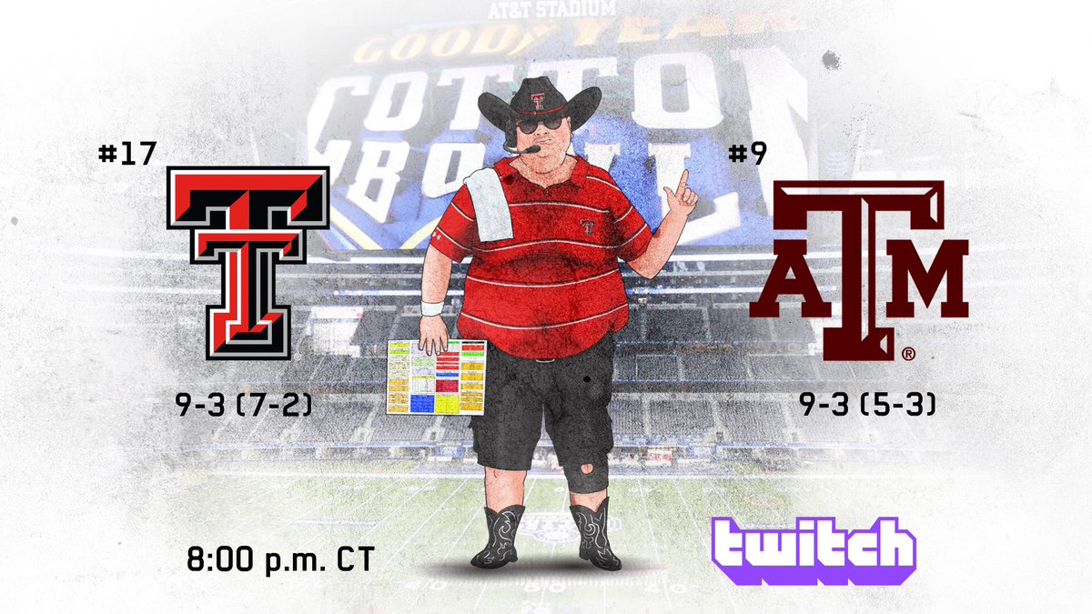 TexasTechFB's tweet photo. Well, well, well.
Tomorrow night.
Hello again, @AggieFootball.
🔴#WreckEm⚫️ https://t.co/2wPsjgCkXH