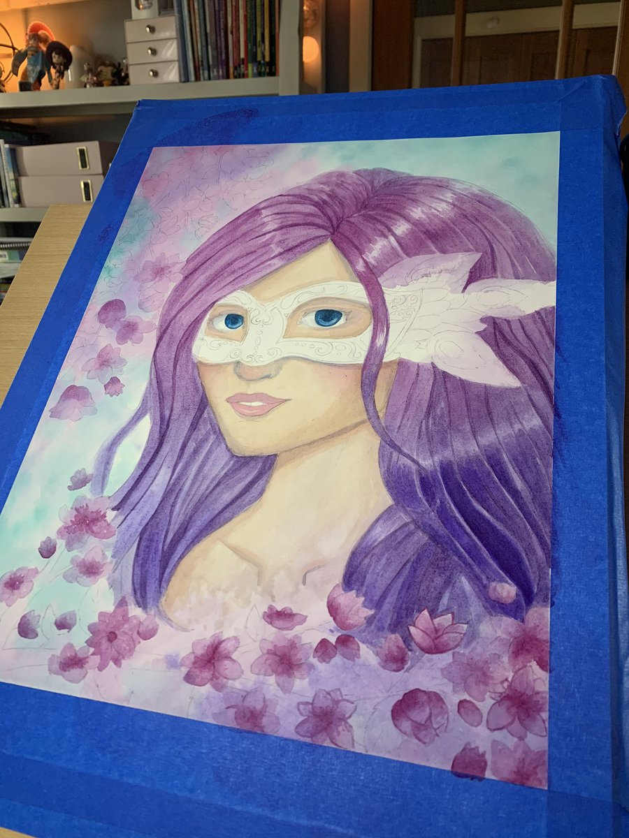 aokstudios's tweet photo. Needed a distraction tonight. Got a little more painting in. #wipwatercolor #watercolor #aokstudios https://t.co/XZcsaQ9ljH