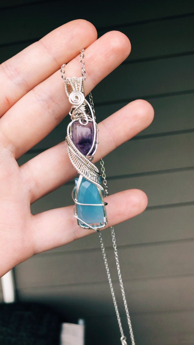 Amethyst and Chalcedony Double Pendant $40