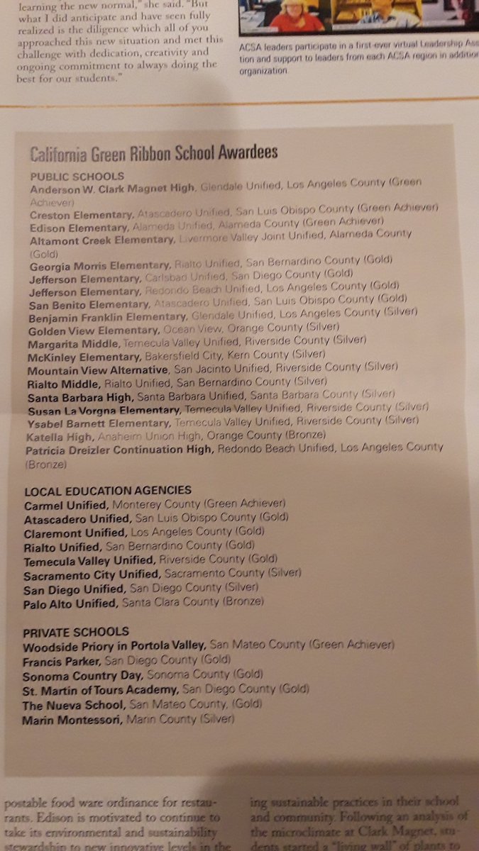 Today in EdCal, ACSA recognized the Green Ribbon Schools!  Look closely and you can see Morris Elementary School GOLD, Rialto Middle School SILVER &amp; Rialto USD GOLD!!  Congratulations!! Leading the way!  <a href="/PrincipalGuzman/">Karla Guzman</a>  <a href="/RMSPrincipal18/">RMS@Principal18</a> <a href="/asb_rms/">RMS ASB</a> <a href="/RialtoUSD/">Rialto Unified School District</a>