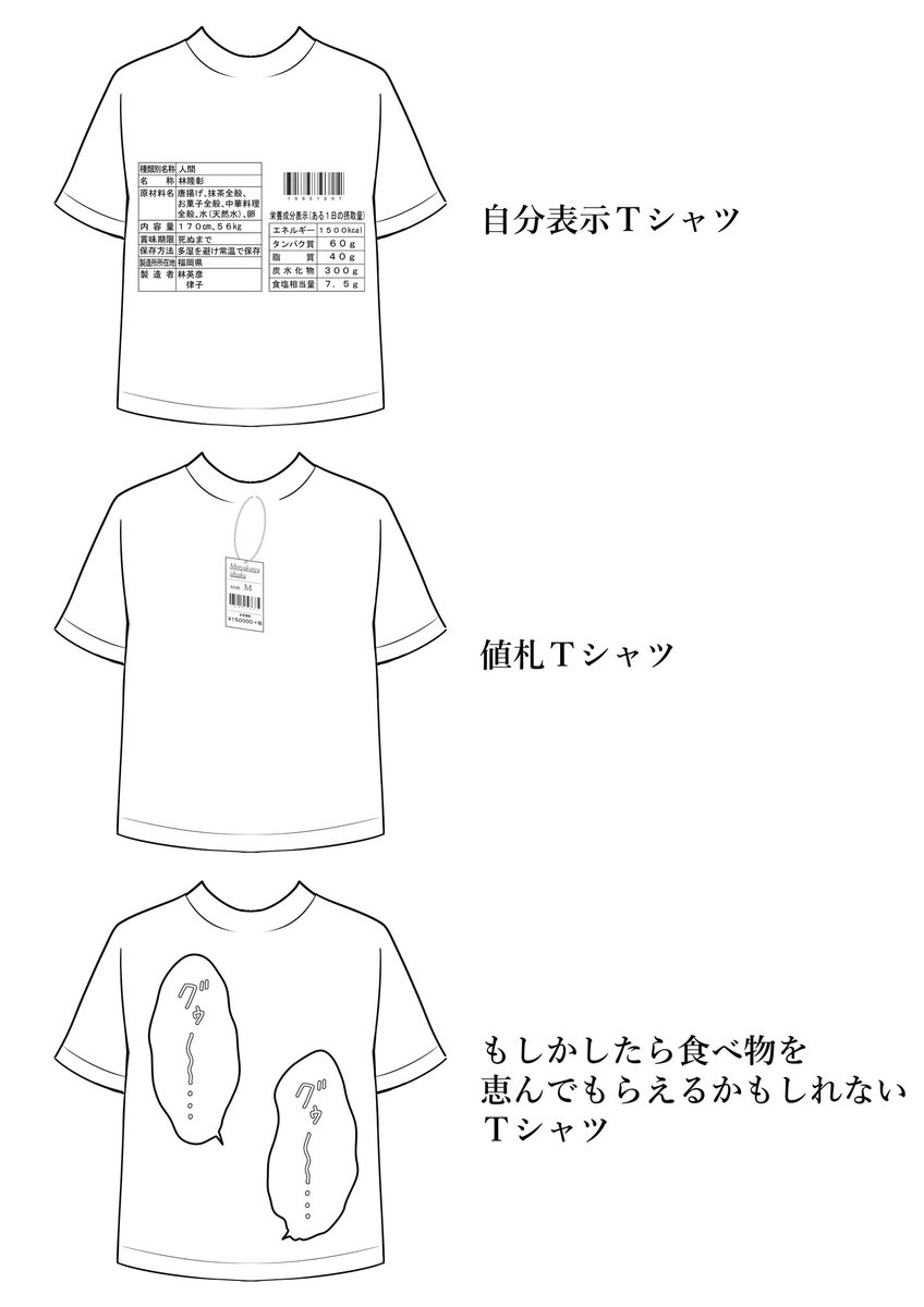 オリジナルTシャツ作ろ〜と思ってデザイン考えた。どれにしようかな。 