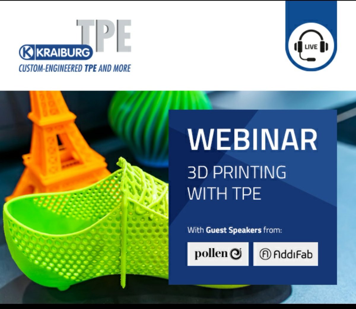 Webinar: Advantages and Possibilities of Soft, Elastic Materials in 3D Printing
Tue, May 26, 2020 | 3:00 PM - 4:00 PM CEST
#webinar #training #3Dprinting