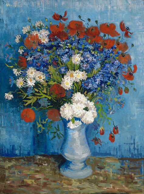 vase with cornflowers and poppies 1887