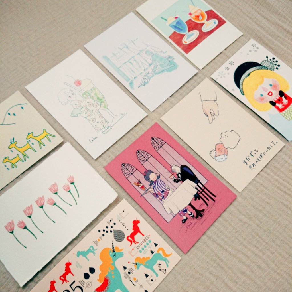 文具女子博 9月に京都 11月に東京で開催 文房具屋さんや雑貨屋さん にいくとついつい買ってしまうポストカードたち お手紙を出すのが一番なんですがかわいすぎてつい手元に置いておきたくなる シンプルなお花のイラストと涼しげなメロンソーダのポスト