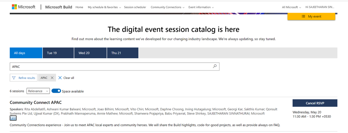 kokkisajee's tweet photo. #MSBuild is here and I'm really excited to welcome all the developers from APAC to join us for the APAC Community Connect @microsofttech
It's free.
It's live.
It's a global community at massive scale.
https://t.co/jA3sYhkiTs
#MSBuild #Community #VirtualAzure #APAC https://t.co/RbpOhS9Opr