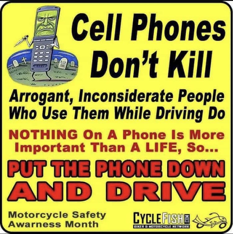 May is #MotorcycleAwareness Month! Bikers are back on #Illinois roads. Put your cell phones down and #StartSeeingMotorcycles. It’s the law. I never want to hear the 4 words “I didn’t see them”. #twill #ABATE #ABATEofIllinois #DuKaneABATE 🏍