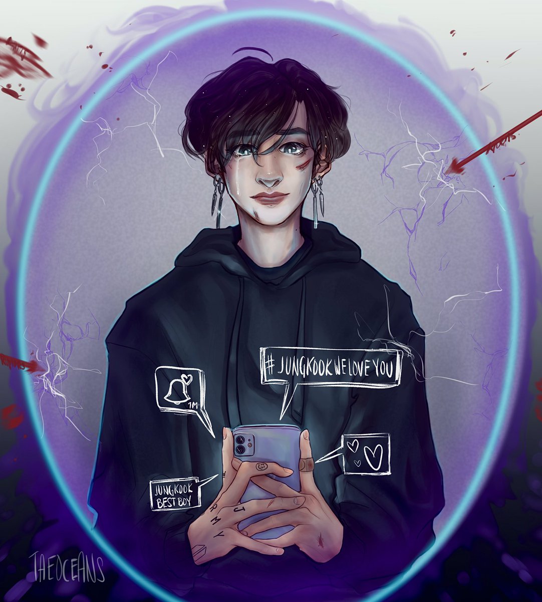 taeoceans's tweet photo. I know that it’s not possible to save you from the unjust, awful things. So, I want you to know I will stand with you as your support. #JungkookWeLoveYou 
#welovejungkook #jk #BTS #btsfanart @BTS_twt #JUNGKOOK_BEST_BOY https://t.co/PHxjj3EM9w