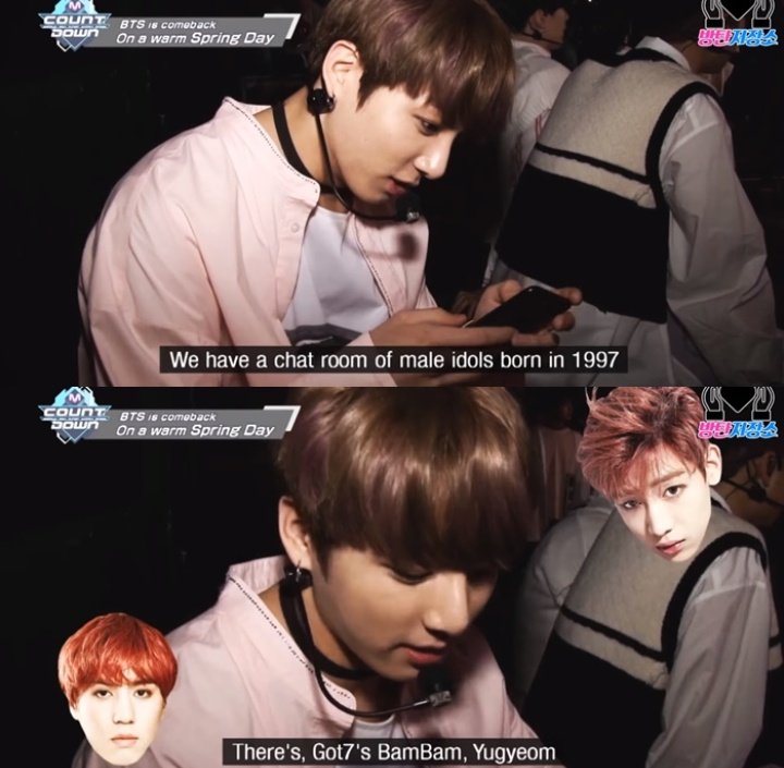 2017.02.23Jungkook revealed that they have a 97 liner GC. He also told us who are the members in the gc. It was on the backstage of their mcountdown Spring Day comeback stage. ps sorry I can't find the original video.
