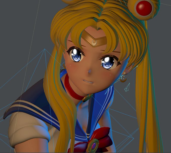 3DCGあるあるなんですが、
ワイヤーフレームやGLプレビューのほうが良く見えることが多いんですよね…😇
つまりライティングに改善の余地があるということなので、さらに研究します!
#sailormoonredraw
#セーラームーンチャレンジ 