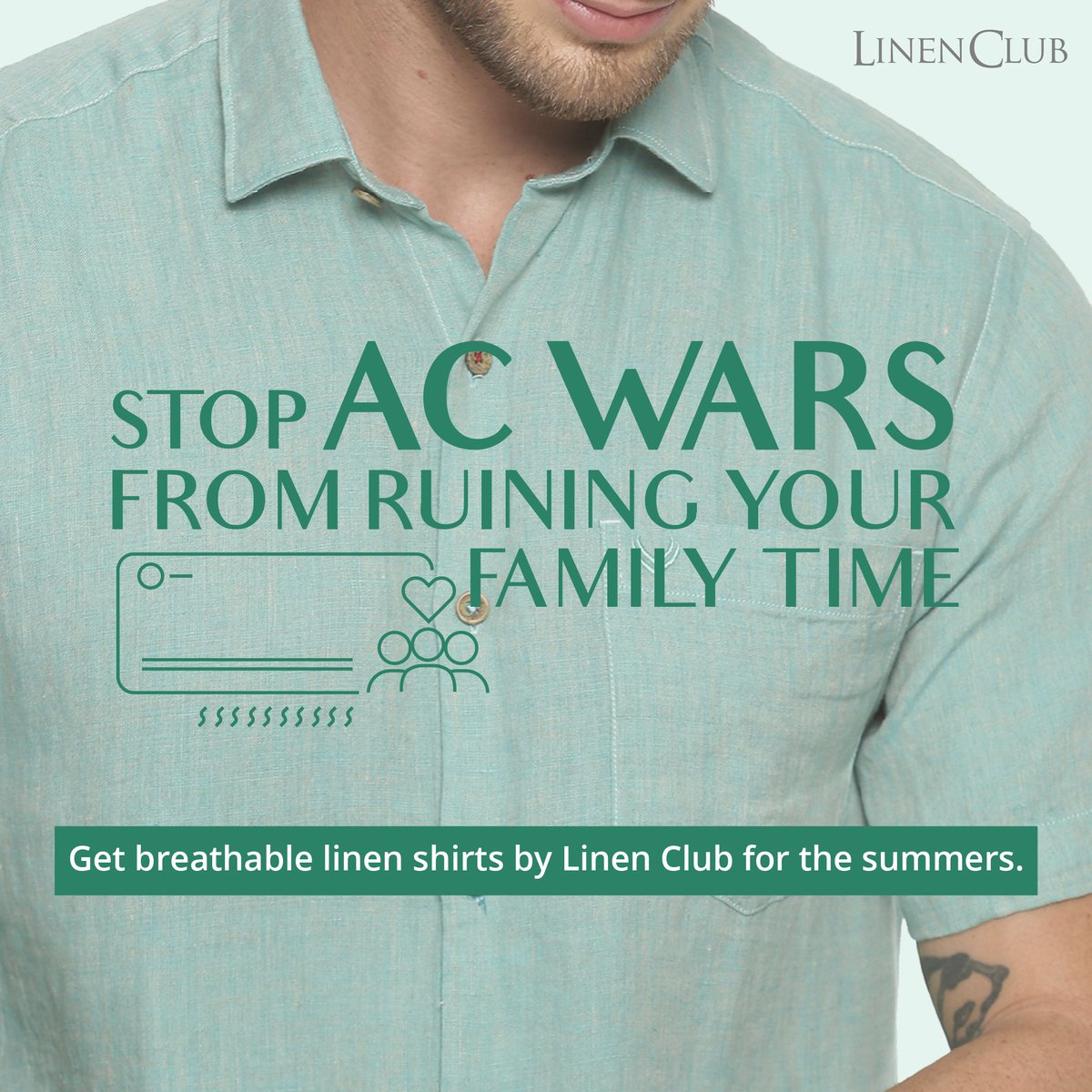 LinenClub's tweet image. Why waste your family time on arguing over AC wars? Just pull out your linen shirt and its cooling properties will keep you comfortable through the summer heat. So get a linen shirt by Linen Club and make the daily AC wars a thing of the past.
.
#LinenLife #LinenClub #ACWars