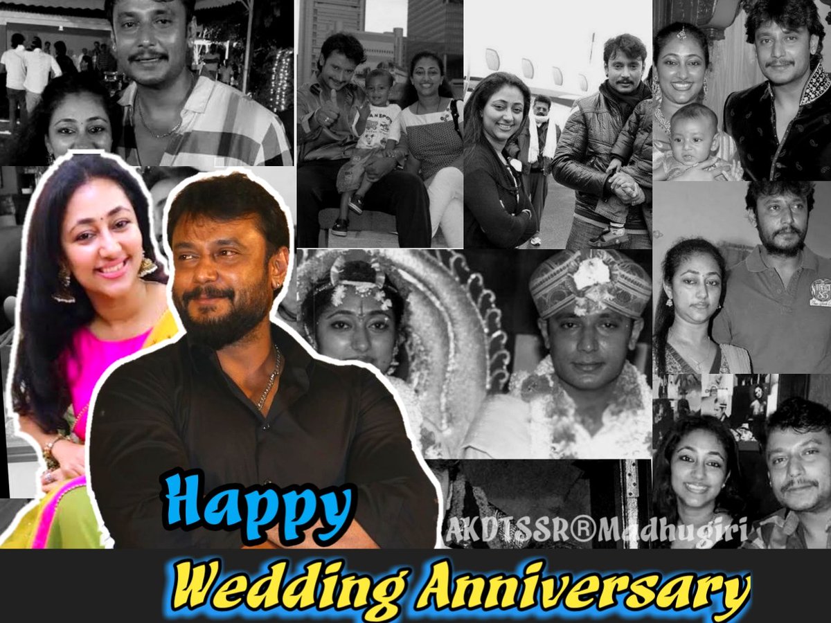 MaRuThIDBOSS1's tweet photo. Happy Wedding Anniversary My Sweetheart Couple Handsome Darshan Anna Beautiful Vijayalakshmi Attige 😘 we love u always 😊 @dasadarshan @vijayaananth2 ❤
#BOSS👑❤
#Atge👑😍 https://t.co/LMfHdItUBr