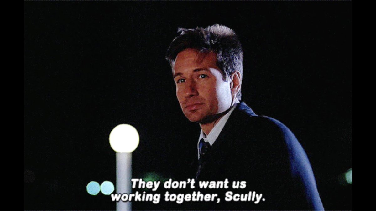 For some reason Mulder being so fucking melodramatic about not working with Scully anymore while she tries to mollify him SENDS ME like... he’s so needy I LOVE IT