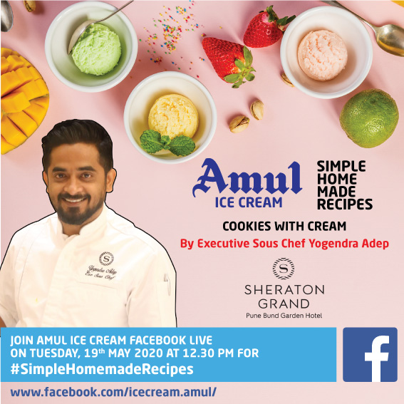 Amul_Coop's tweet photo. Join #Amul Facebook Live at 12:30 pm today for
#SimpleHomemadeRecipes by Chef Yogendra Adep, Executive Sous Chef, Sheraton Grand Pune Bund Garden Hotel
#Chef Yogendra will show to make delicious Cookies with Cream
https://t.co/brT3vhb3t8…
#MastersofMarriott https://t.co/dTMwACEQFC