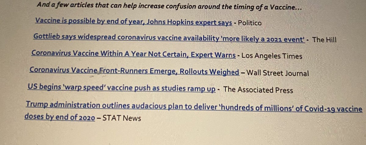 On the other hand I would view these kind of results with caution. Here are vaccine headlines from major publications in a single day. 18/