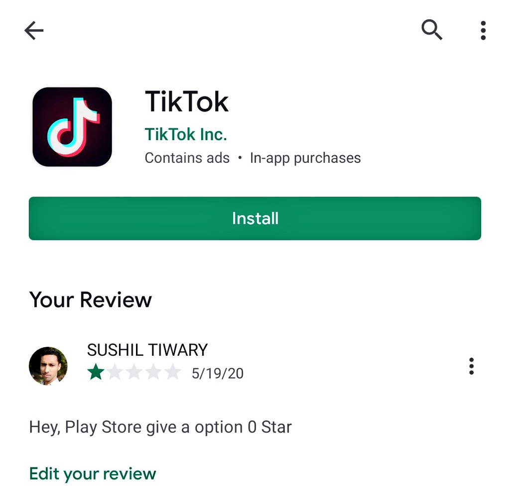sushiltiwary8's tweet photo. Please rate 1 before uninstalling Tik Tok
#reporttiktok #unistalltiktok #justiceforcarry #supportcarryminati #carryminati #shameonyoutube #bringbackcarrysvideo #reporttiktokonplaystore @CarryMinati https://t.co/ek2VGOZZOi