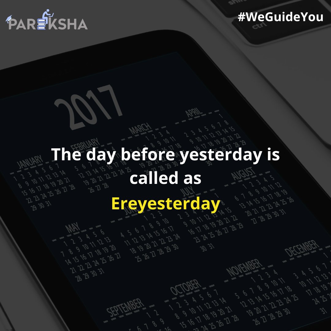 parekshaapp's tweet photo. #Ereyesterday was pronounced as though it were the two words 'air yesterday'.

#Pareksha #WeGuideYou #ParekshaAcademy #Railway #LearnEasy #JobNotification #ExamGuide #English #TNPSC #UPSC #IBPS #SSC #Calendar #Time #Date #Pronunciation https://t.co/kUVGgK2LfI