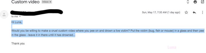 I am big fucking done with sick assholes like this guy emailing me asking for me to abuse/kill animals<a href="/tag/animalabuse"class="tags"><span>#animalabuse</span></a>