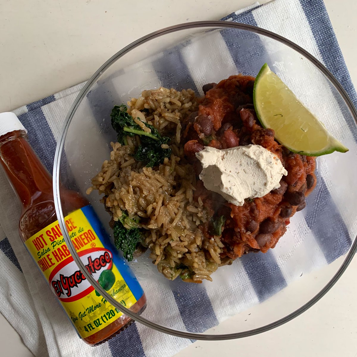 this is veg chilli made by my sissy in a meal trade. and leftover pilaf from last night