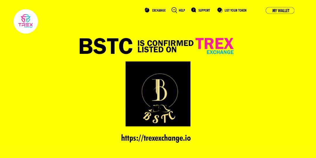 Announcement

We have successful relist BSTC and also distributed 10 BSTC as airdrop for trading actives on trexexchange kindly log in to your wallet and confirm if you have received yours thanks 

#TXTE TEAM