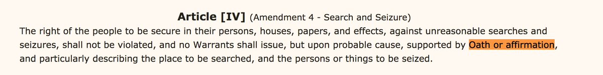 7/ And the Bill of Rights.You might think first of the pluralism of the Establishment Clause and the Free Exercise clause. You make a good point.But I'm thinking more specifically of the 4th Amendment "Oath OR AFFIRMATION"