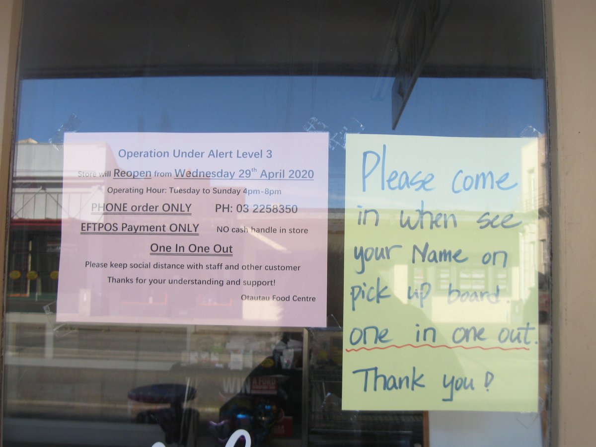 Still more Main St, Otautau photodocumentary, pre & post Covid street scenes: 1. Started as small wooden shop next to original butchers, used over years by many local shops, CC 0; Burned down & rebuilt; 2. Merv's Menswear during 80s-90s CC BY; 3 & 4. Then & still Takeaways. CC BY