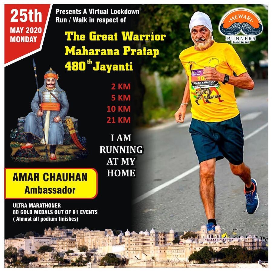 ssdulawat's tweet photo. Mewari Runners proudly welcomes "Youngest Ultra Marathoner" - Shri Amar Chauhan as Running Ambassador for Maharana Pratap 480th Jayanti https://t.co/c1LrL71mWj #MewariRunners #Udaipur #KeepRunning #RunForHealthyIndia #RunningForTheGloryOfMaharanaPratap https://t.co/8njITlMfet