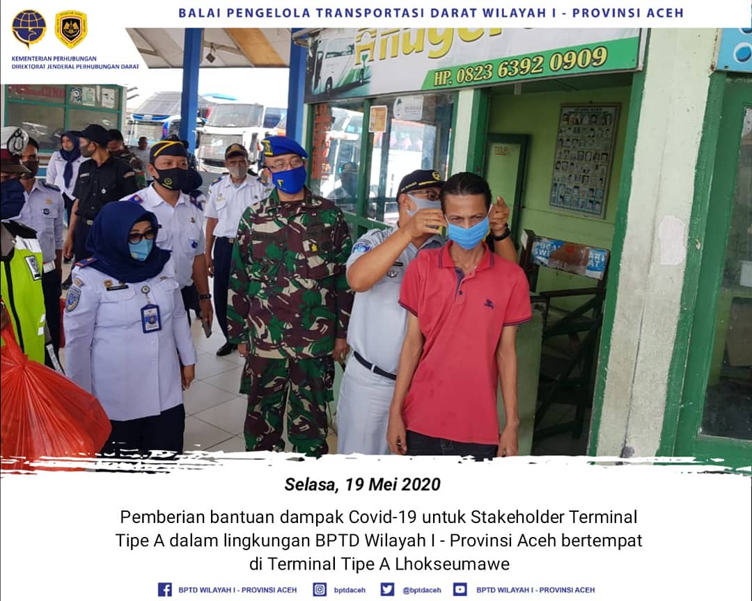 bptdaceh's tweet photo. Selasa, 19 Mei 2020
Pemberian bantuan dampak Covid-19 untuk Stakeholder Terminal Tipe A dalam lingkungan BPTD Wilayah I - Provinsi Aceh bertempat di Terminal Tipe A Lhokseumawe
#kemenhub151 #kemenhub #perhubungan #bptd #bptdaceh #perhubungandarat #hubdat #ditjenhubdat #mitradarat https://t.co/waeEwZd9X9