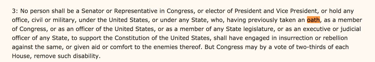 8/ Only once does the Constitution mention "oath" without "affirmation."And that's the 14th Amendment on Civil War treason/insurrection/disqualification - really a shorthand.