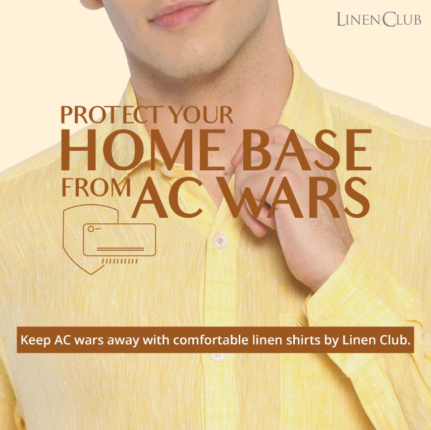 LinenClub's tweet image. Are AC wars spoiling your treasured family time? Resolve them with linen. Its anti-bacterial and cooling properties help you stay comfortable and safe in any weather. With linen shirts by Linen Club, you can keep AC wars out of your home forever. #LinenClub #AntiBacterial #ACWars