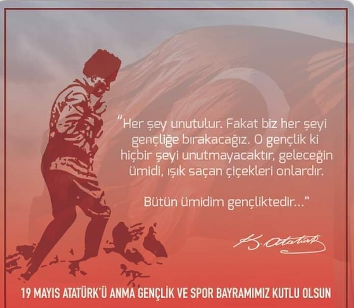 19 Mayıs Atatürk'ü anma gençlik ve spor bayramımız kutlu olsun 🇹🇷  #19MAYIS1919 #MustafaKemalATATURK